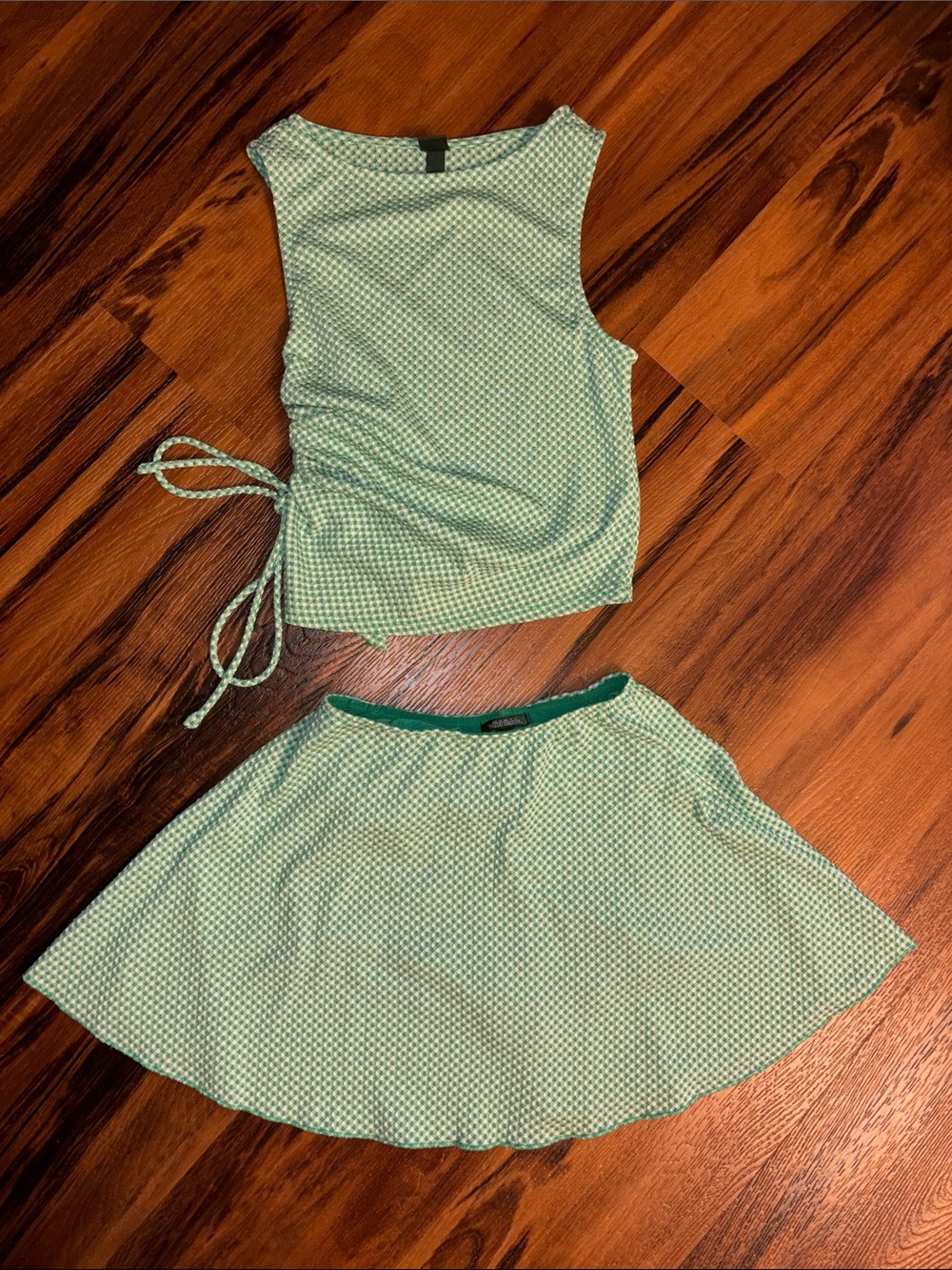 Checkered green two piece skort set